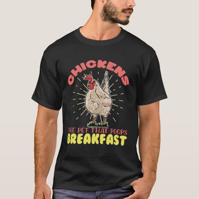 T-shirt Chicken Poops Breakfast Rooster Farmer Hen Egg Ani (Devant)