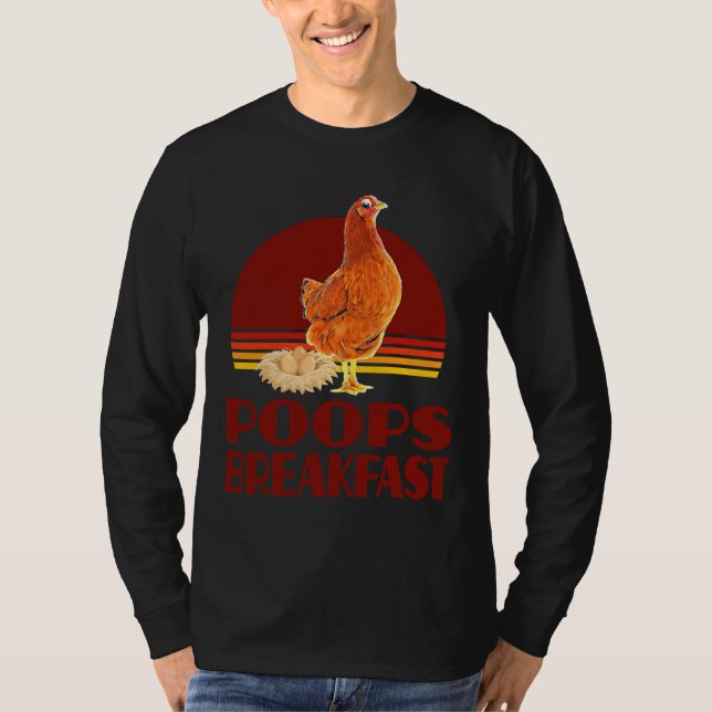 T-shirt Chicken Poops Breakfast Vintage   (Devant)