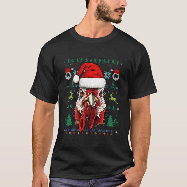 T-shirt Chicken Ugly Santa (Devant)