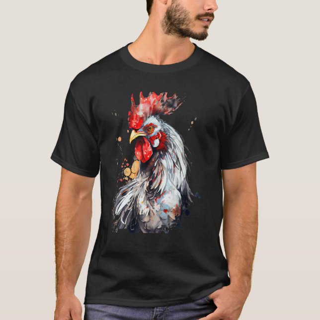 T-shirt Chicken Watercolor  For Men Women (Devant)