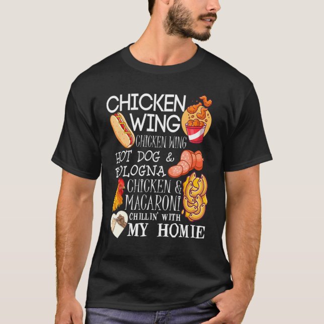 T-shirt Chicken Wing Chicken Wing Chanson Lyric Hotdog Bol (Devant)