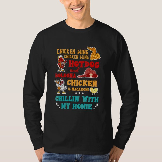 T-shirt Chicken Wing Hot Dog Et Bologne Chicken & Macaron (Devant)