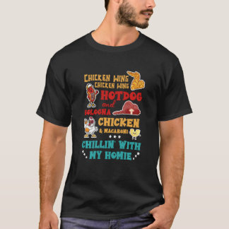 T-shirt Chicken Wing Hot Dog Et Bologne Chicken & Macaron