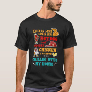 T-shirt Chicken Wing Hot Dog Et Bologne Chicken & Macaron