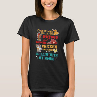 T-shirt Chicken Wing Hot Dog Et Bologne Chicken & Macaron