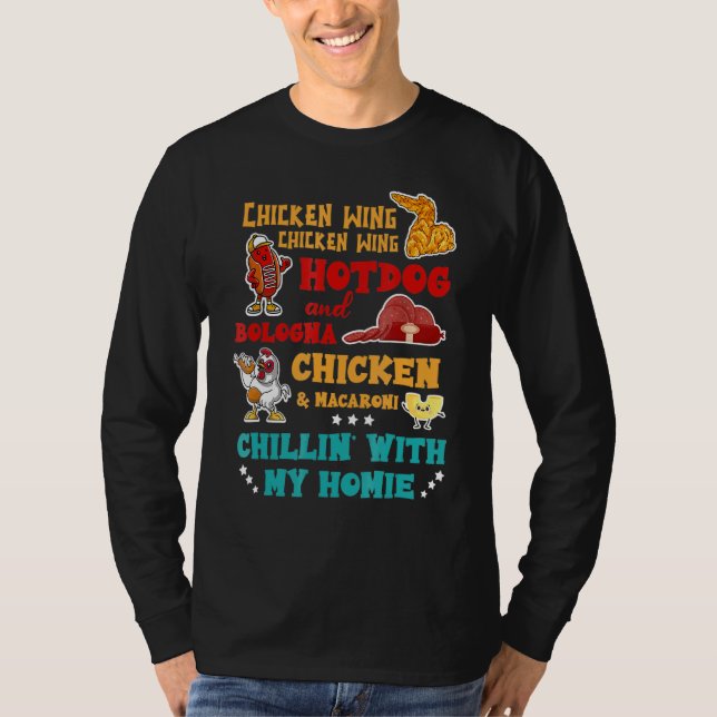 T-shirt Chicken Wing Hot Dog Et Bologne Chicken & Macaron (Devant)