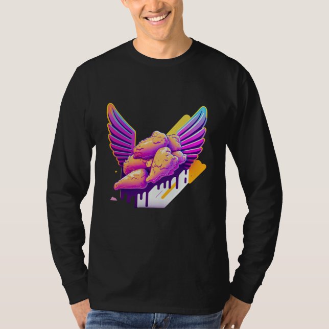 T-shirt Chicken Wings Synthwave 80s Retrowave Aesthetic (Devant)