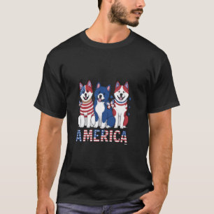 T-shirt Chien 4 juillet américain Akita