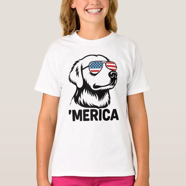 T-shirt Chien 4 juillet Merica (Devant)
