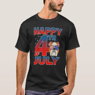 T-shirt Chien À Balles Lunettes De Drapeau Américain Joyeu