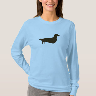 T-shirt Chien à cheveux longs de saucisse de la silhouett