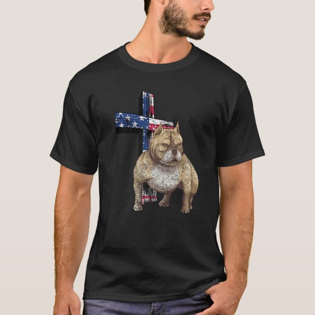 T-shirt Chien à Chien à Chien de Dieu Jésus Croix avec Pot (Devant)