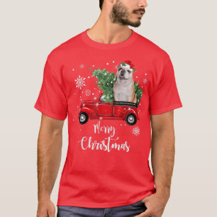 T-shirt Chien à chien anglais équitation Camion rouge Noël