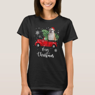 T-shirt Chien à chien anglais équitation Camion rouge Noël