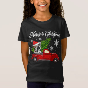 T-Shirt Chien à chien anglais équitation Camion rouge Noël