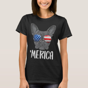 T-shirt Chien à chien français 4 juillet Drapeau américain