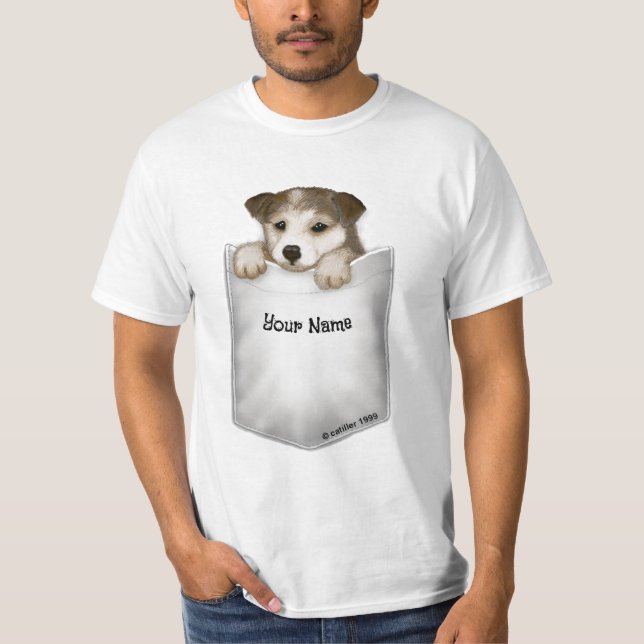 T-shirt Chien à chiot de poche (Devant)