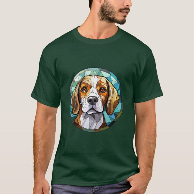 T-shirt Chien à col Beagle en verre doux (Devant)
