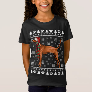 T-Shirt Chien à dos rouge Santa Hat Xmas laid Christa