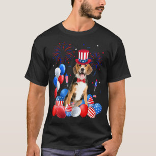 T-shirt Chien à drapeau américain 4 juillet ballons beagle