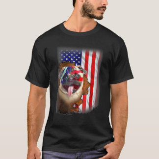 T-shirt Chien à drapeau américain Carlin patriotique