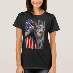 T-shirt Chien à drapeau américain de chien de bétail austr