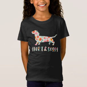T-Shirt Chien à fleurs court et sassy Dachshund