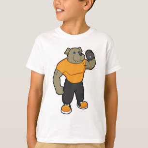 T-shirt Chien à la condition physique avec Dumbbell