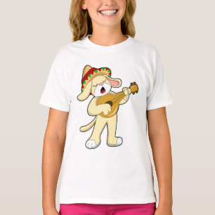 T-shirt Chien à la musique avec guitare