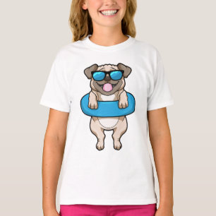 T-shirt Chien à la natation avec anneau de natation