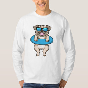 T-shirt Chien à la natation avec anneau de natation et lun