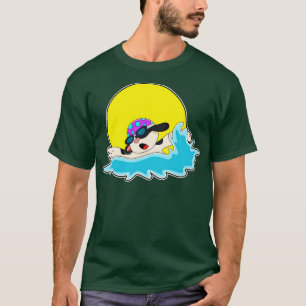 T-shirt Chien à la natation avec lunettes de natation