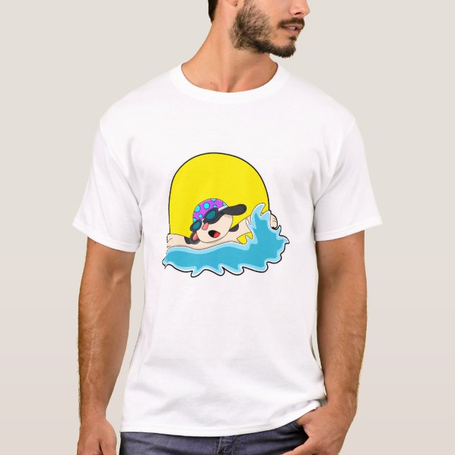 T-shirt Chien à la natation avec lunettes de natation (Devant)