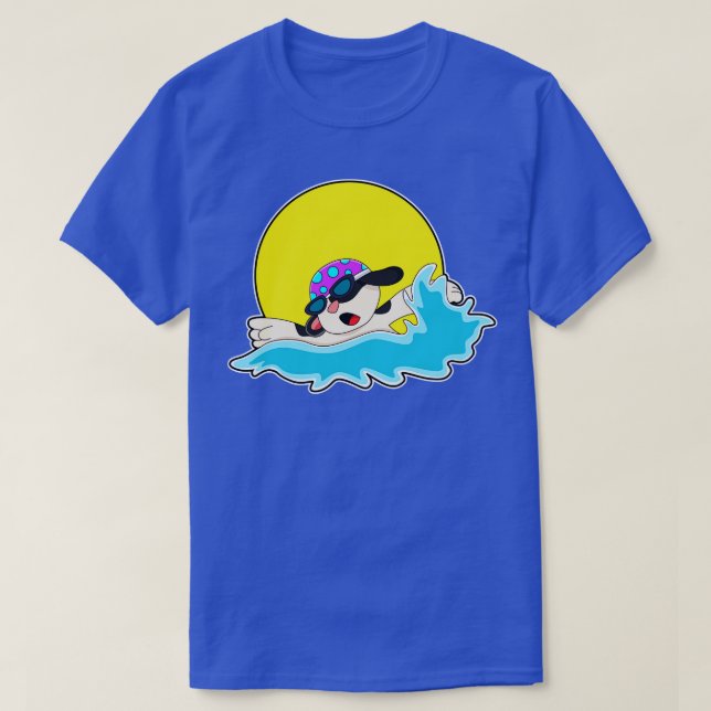 T-shirt Chien à la natation avec lunettes de natation (Design devant)