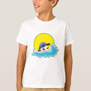 T-shirt Chien à la natation avec lunettes de natation