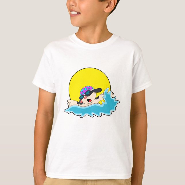 T-shirt Chien à la natation avec lunettes de natation (Devant)