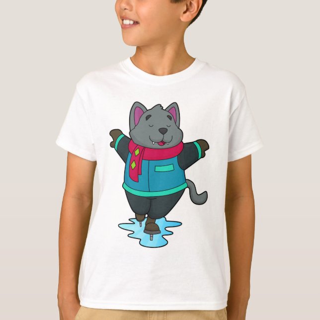 T-shirt Chien à Patinage sur glace avec patins sur glace e (Devant)