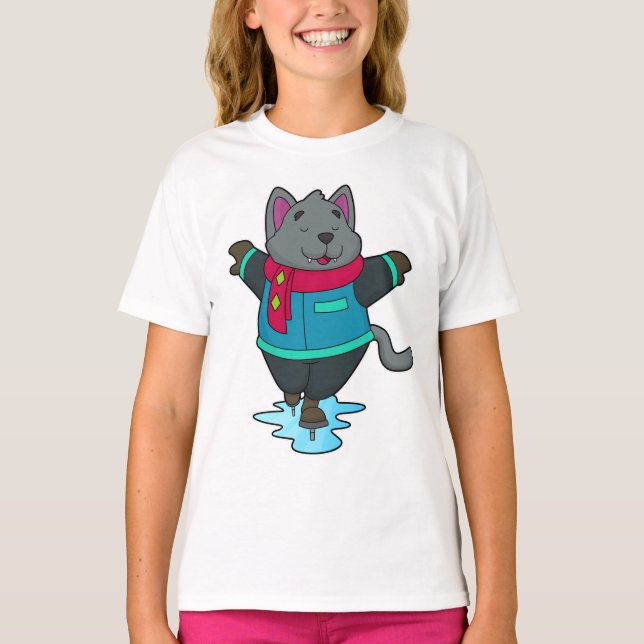 T-shirt Chien à Patinage sur glace avec patins sur glace e (Devant)