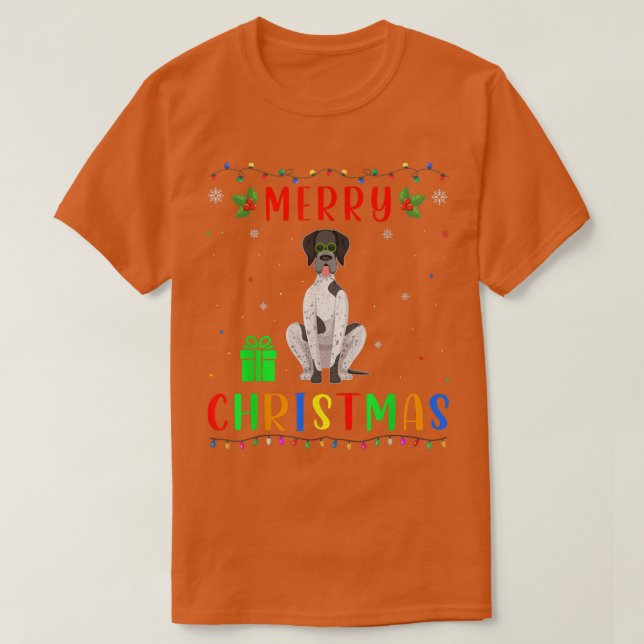 T-shirt Chien à pointer allemand clair Noël (Design devant)