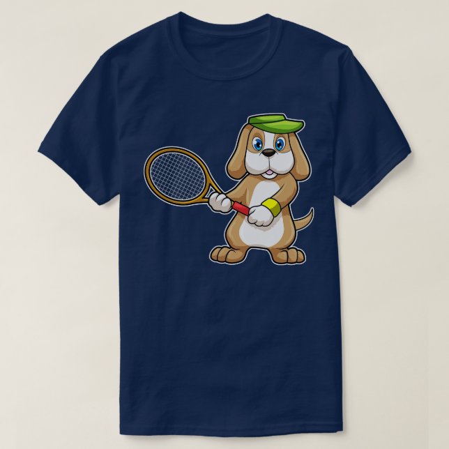 T-shirt Chien à Tennis avec Casquette de raquette de tenni (Design devant)