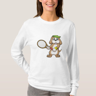 T-shirt Chien à Tennis avec raquette de tennis & Casquette