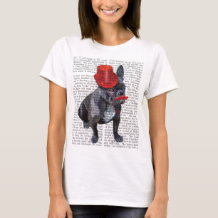 T-shirt Chien à tête rouge avec chapeau rouge et moustache