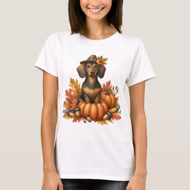 T-SHIRT CHIEN À THÈME DE CHIEN DE CHIEN AVEC CITROUILLES (Devant)