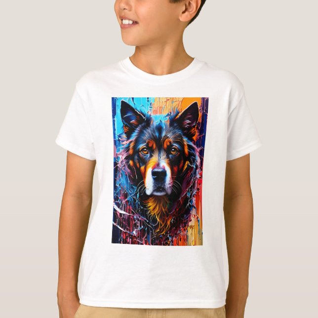 T-shirt chien Abstrait de couleur de splash (Devant)