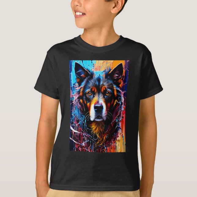 T-shirt chien Abstrait de couleur de splash (Devant)