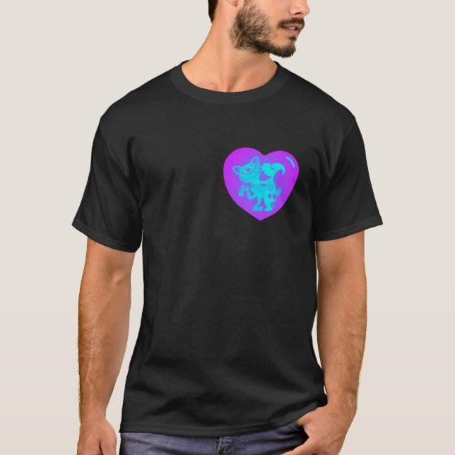 T-shirt chien aime chat (Devant)