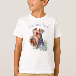 T-shirt Chien Airedale Floral Mignon