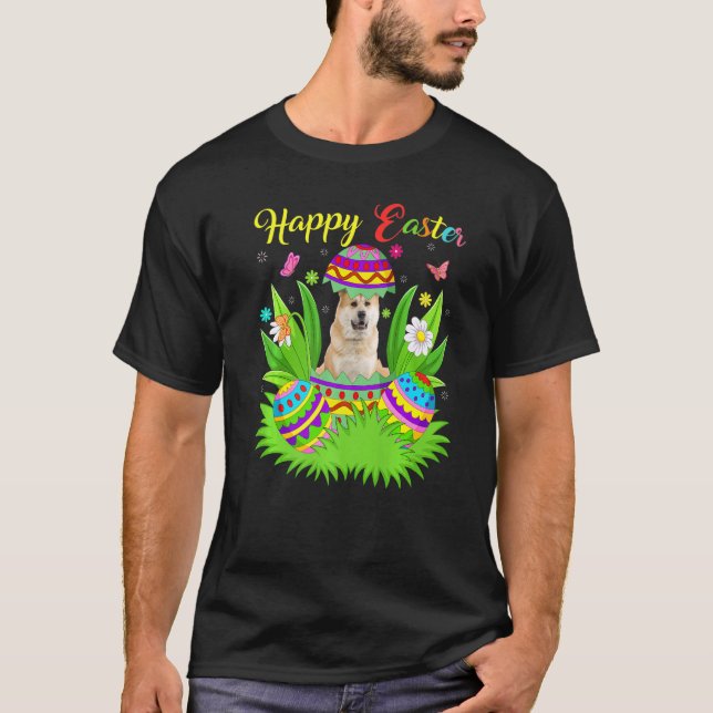T-shirt Chien Akita Inu Œuf de Pâques Floral Drôle Akita I (Devant)