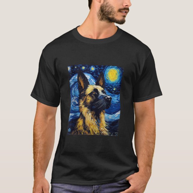 T-shirt Chien allemand Starry Amoureux des chiens de nuit  (Devant)