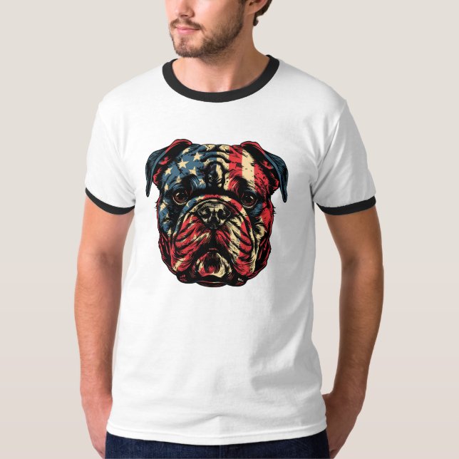 T-shirt Chien américain 4 juillet (Devant)